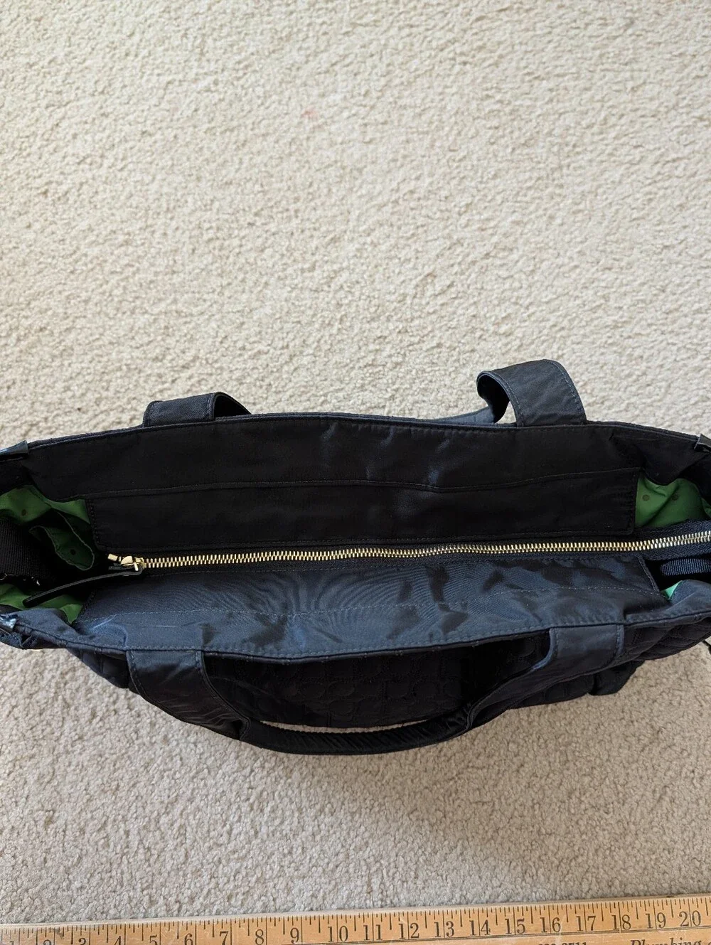 Quilted Kate Spade Black Tote Diaper Work Bag with Exterior And Interior Pockets